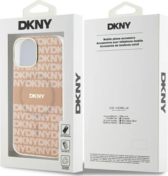 Mbështjellës DKNY IML Mono & Stripe MagSafe për iPhone 15/14/13, rozë