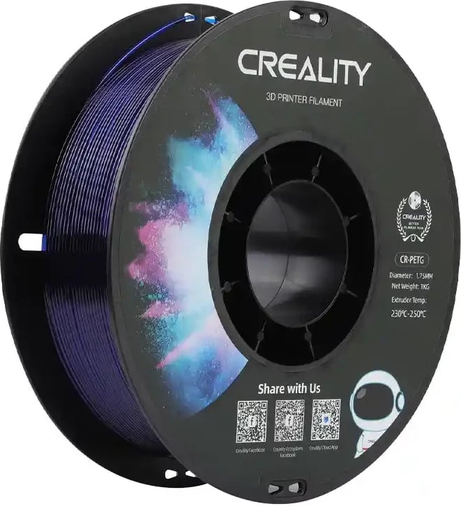 Filament 3D Creality CR-PETG, 1.75 mm, 1 kg, kaltër transparent
