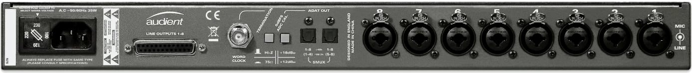 Preamplifikator mikrofoni Audient ASP800, 8-kanalësh, i zi