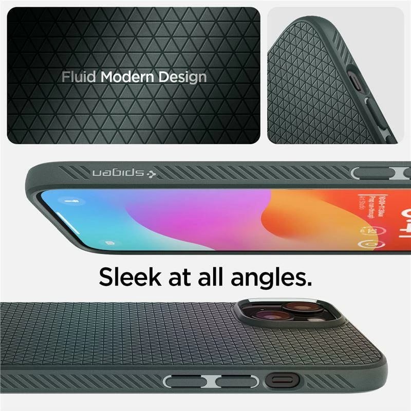 Mbështjellës Spigen Liquid Air për iPhone 15 Plus, Gjelbër e errët