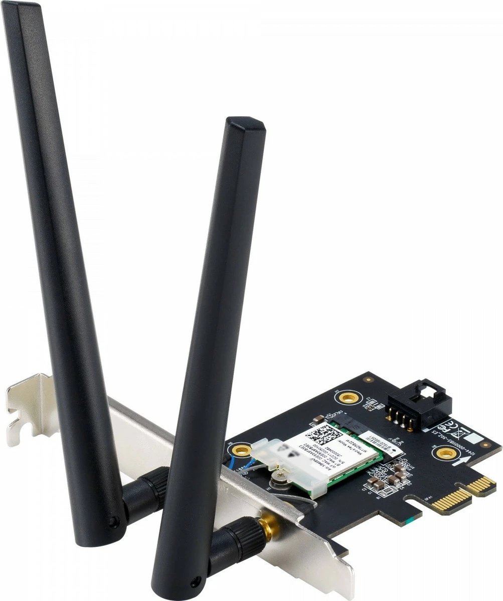 Kasë rrjeti WiFi Asus PCE-BE6500, PCIe, WiFi 7, Bluetooth 5.4, me 2 antena, e zezë Kasë rrjeti WiFi Asus PCE-BE6500, PCIe, WiFi 7, Bluetooth 5.4, me 2 antena, e zezë