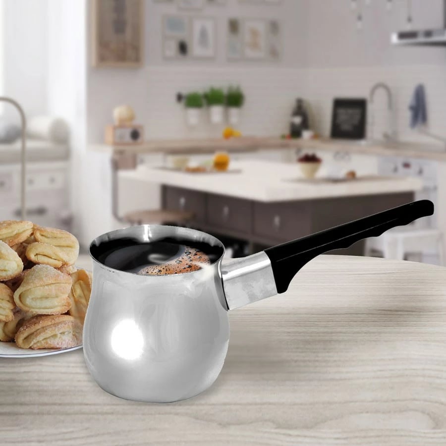 Xhezve për kafe turke, Feel-Maestro, MR-1661-3, 300 ml, çelik inoks, e zezë/argjendtë