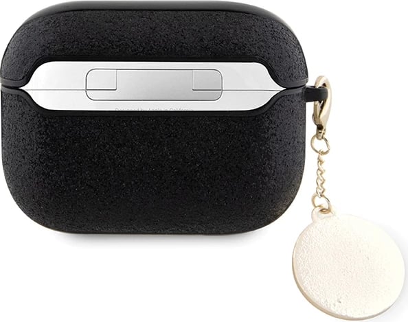 Mbështjellës Guess GUAP2PGEHCDK për AirPods Pro 2, Fixed Glitter Heart Diamond Charm, i zi