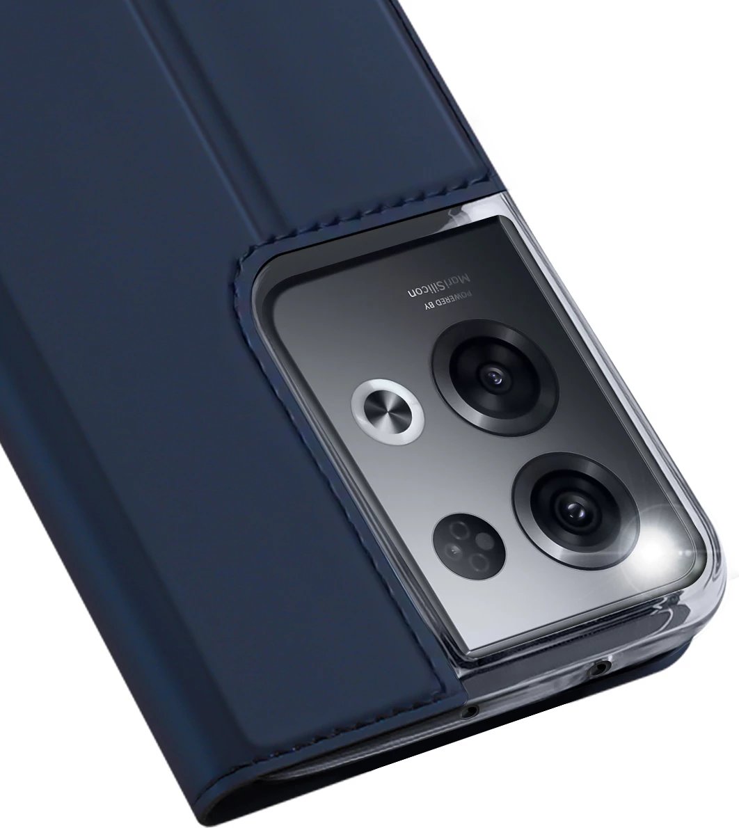 Mbështjellës Dux Ducis Skin Pro për Oppo Reno 8 Pro, me kapak, xhep për kartela, funksion standi, Kaltër