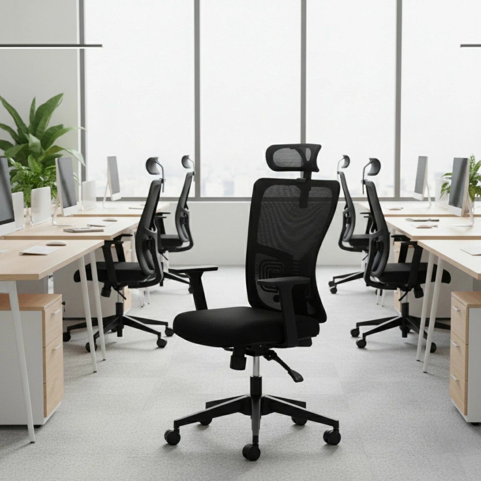 Karrige zyre ergonomike, ngjyrë e zezë, Skye Decor, 126 cm