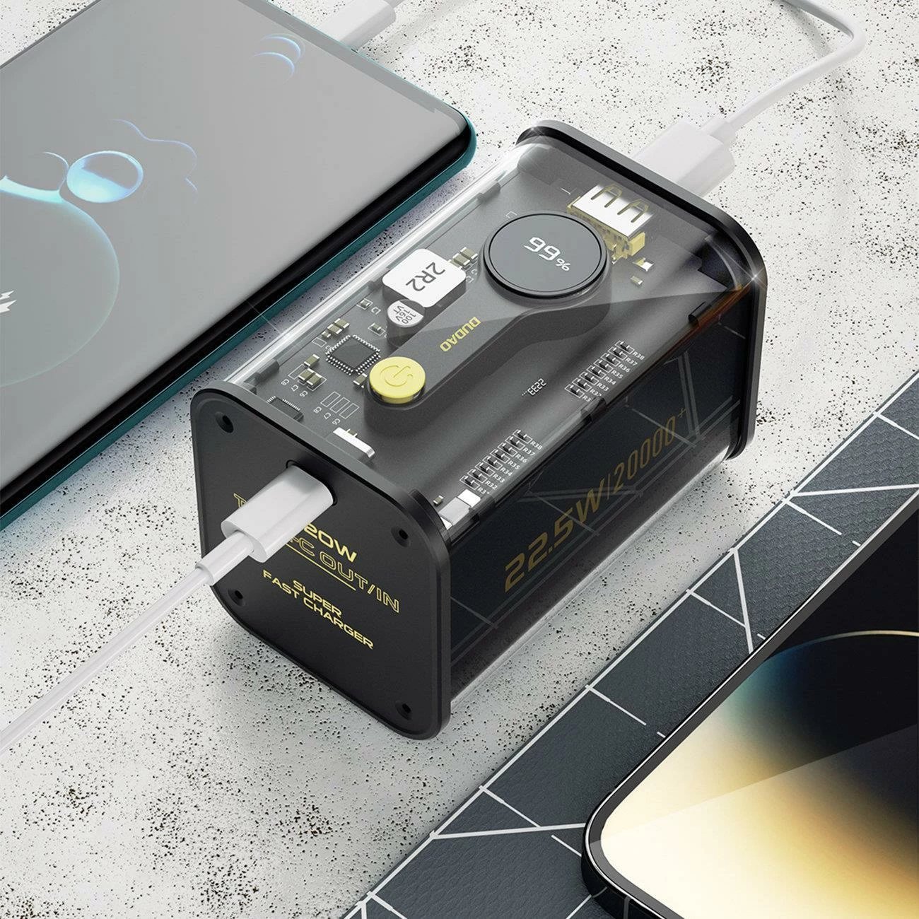 Powerbank Dudao K16Pro, 20000mAh, 2 porta (USB-A/USB-C), 22.5W PD, e zezë