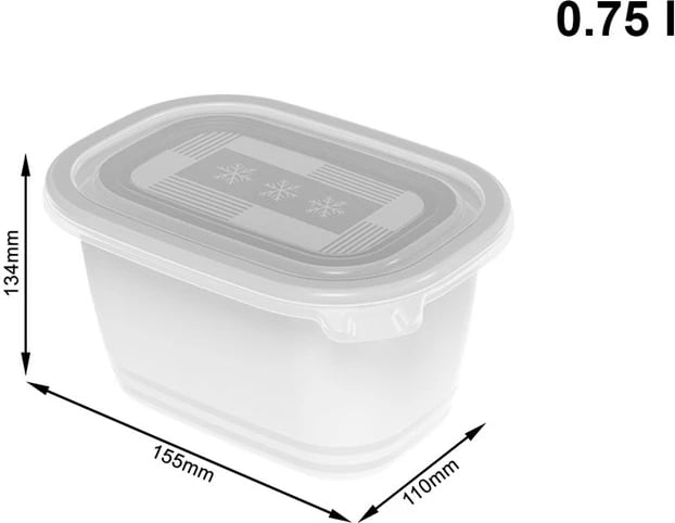 Enë frigoriferike Rotho Freeze, 4x750ml, Transparente