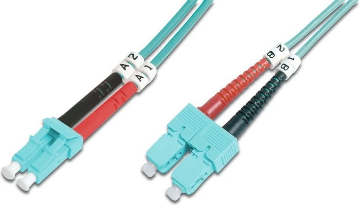 Kabllo optike patchcord Digitus DK-2532-01/3, LC-SC, OM3, 1m, Turquoise