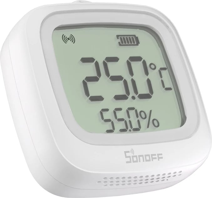 Sensor temperature dhe lagështie Sonoff SNZB-02WD, ZigBee, LCD, i bardhë
