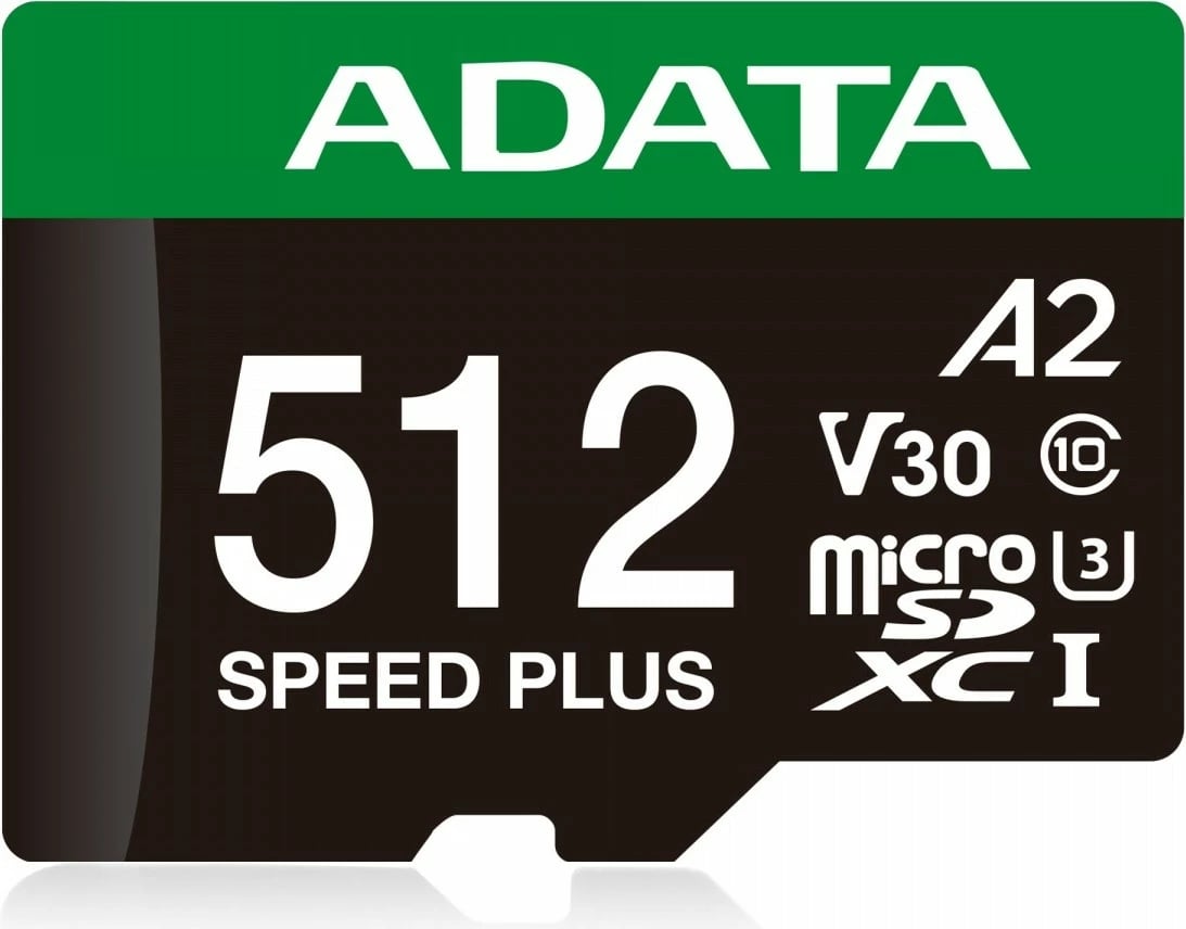 Kartelë memorie microSD Adata Speed Plus 512GB me adapter, SDXC, UHS-I, A2, V30, e zezë