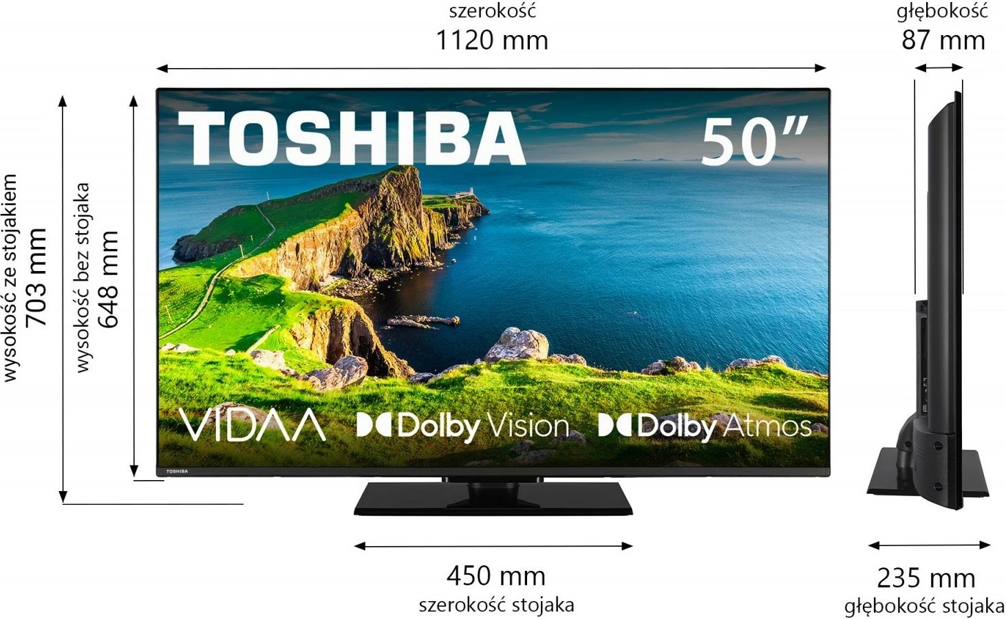 Televizor Toshiba 50UV3F63DG, 50 inç, Ultra HD 4K, Smart TV, i zi