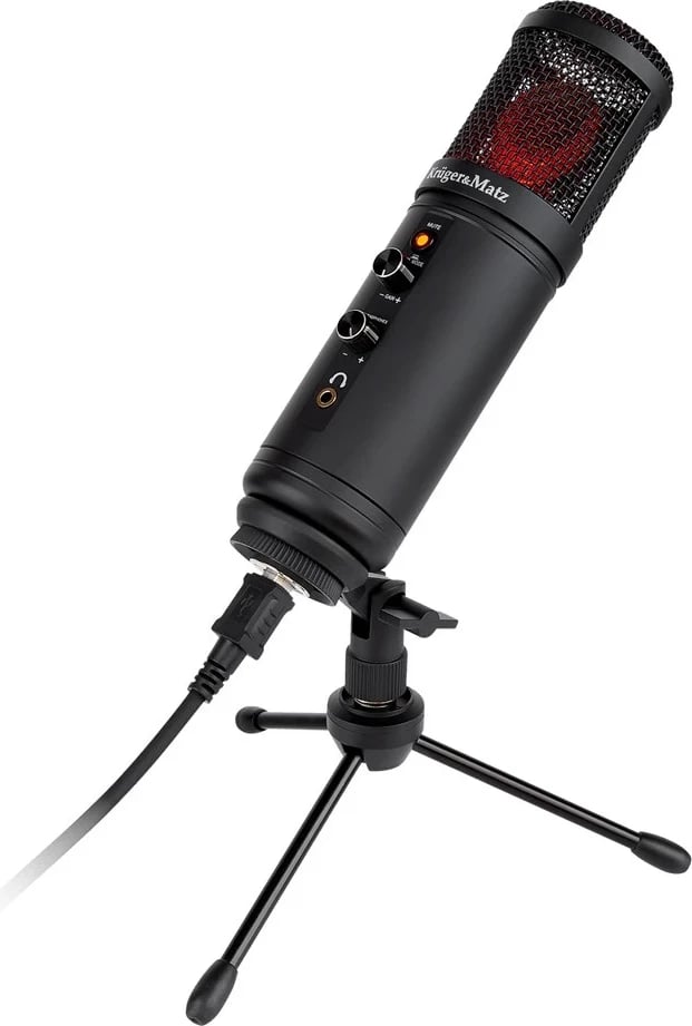 Mikrofon USB Kruger & Matz Warrior GV-100 për Gaming/Vlogging, i zi