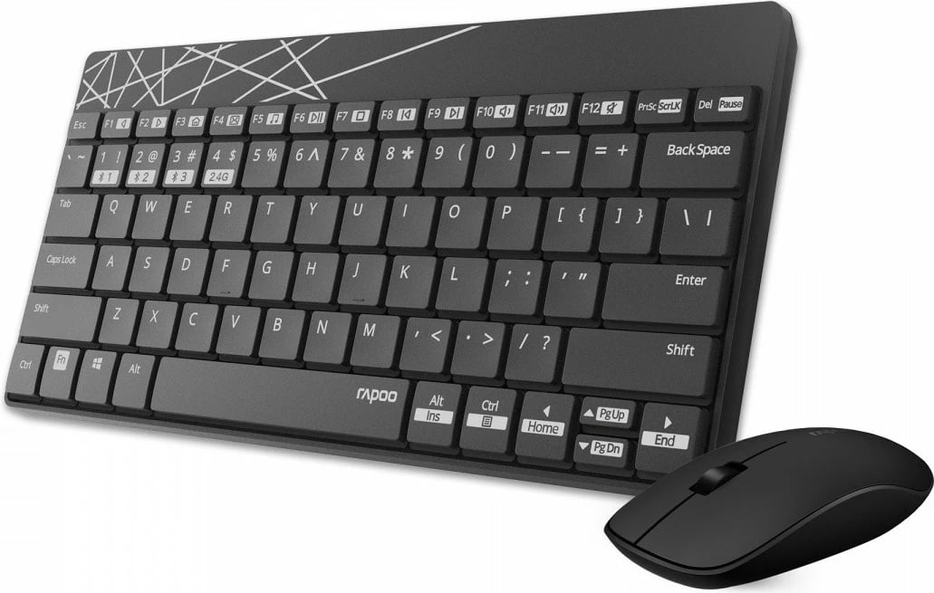Set tastierë dhe maus RAPOO 8000M, wireless, i zi
