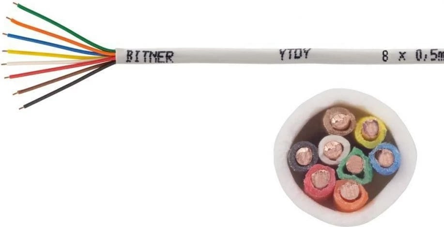 Kabllo alarmi BITNER YTDY 8x0.5, 100 metra, Bardhë