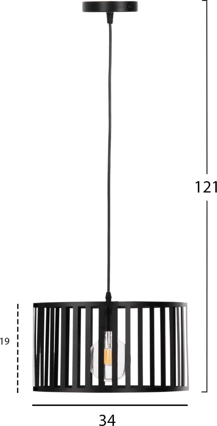 Llambë varëse tavani, metal i zi, FH4113, 34x23x121H cm