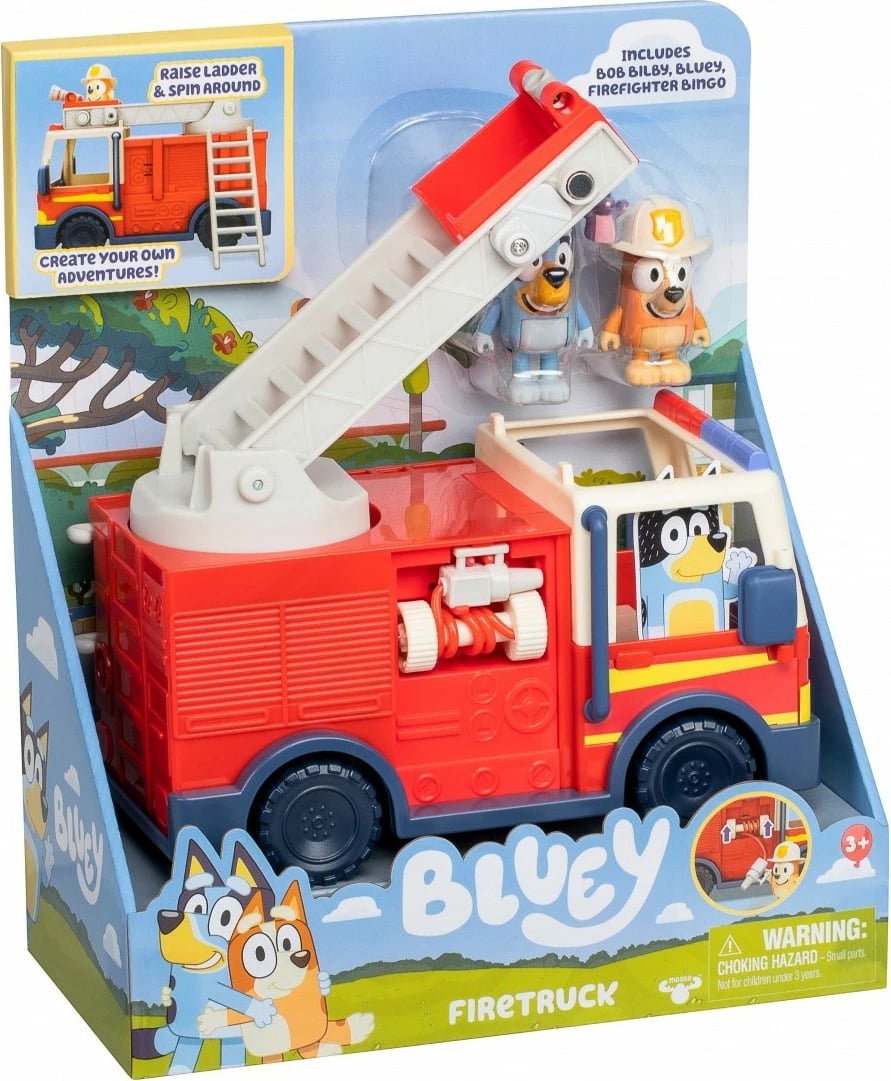 Set figurina Bluey me kamion zjarri, Tm Toys, BLU17610, plastikë, për fëmijë, shumëngjyrësh