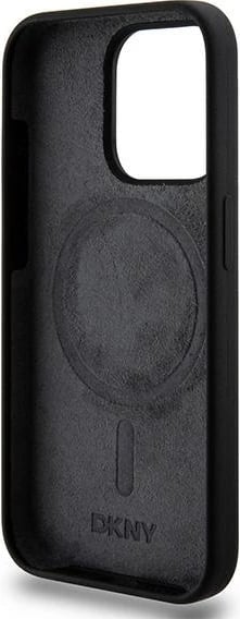 Mbështjellës DKNY Liquid Silicone me logo të bardhë, MagSafe, për iPhone 14 Pro, i zi