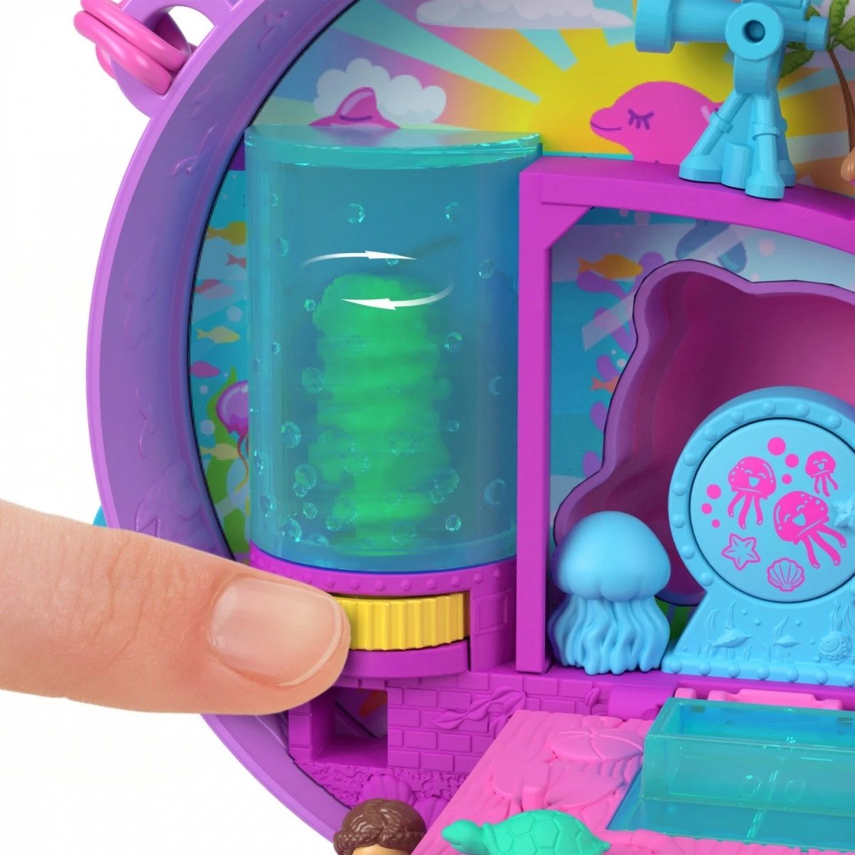 Set lodrash Polly Pocket Aquarium Delfina Compact, Mattel, HWN96, plastikë, me figurina dhe aksesorë, për vajza