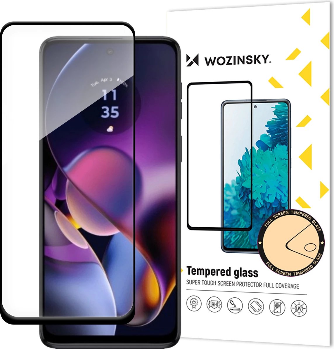 Xham i fortë mbrojtës Wozinsky për Motorola Moto G54, Full Glue, me kornizë, zi