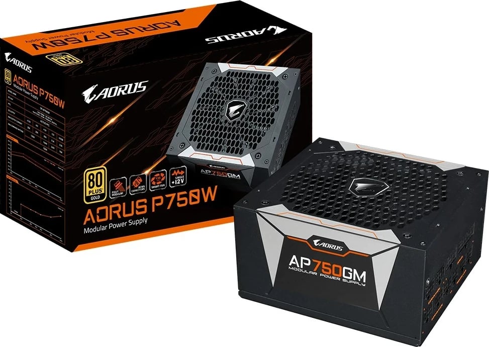 Njësi furnizimi me rrymë Gigabyte GP-AP750GM, 750 W, ATX, E zezë