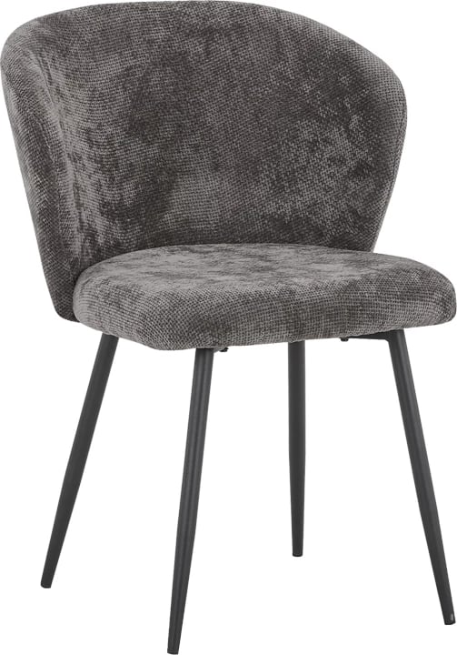 Karrige Karg, pëlhurë antracit, këmbë metalike të zeza, 57x62x80cm, set prej 2 copësh