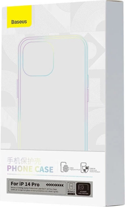 Mbështjellës transparent me xham të temperuar Baseus Corning për iPhone 14 Pro, Set