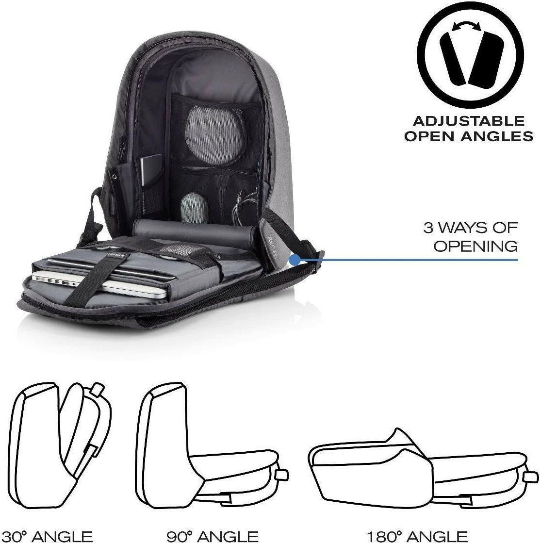 Çantë shpine XD DESIGN BOBBY HERO REGULAR, 16L, për laptop 15.6", Gri