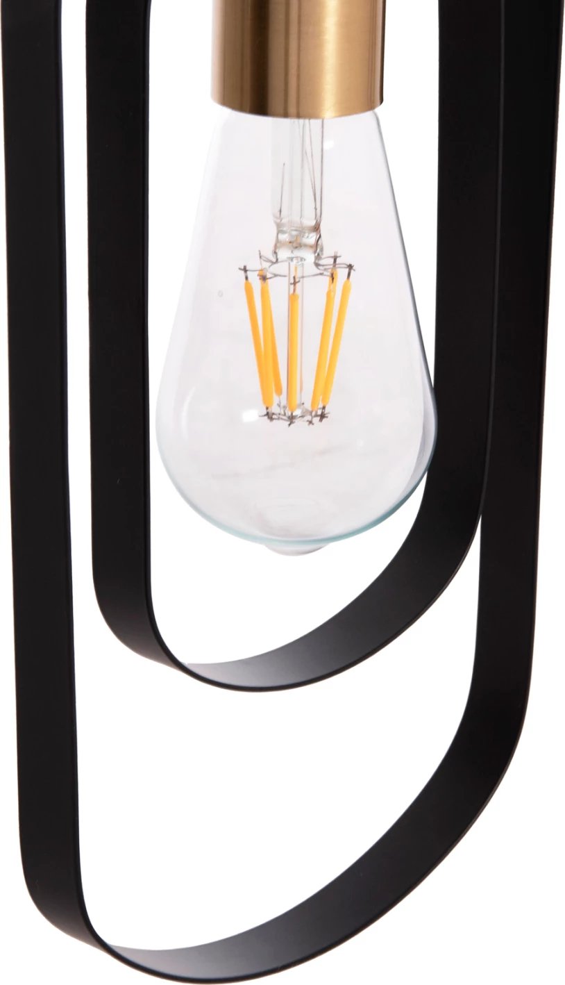 Llambë tavani varëse me 5 drita, metal i zi, priza të arta, BIUT FH7545.11, 80x6x138cm