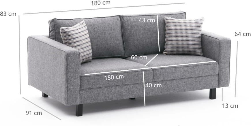 Divan dy-vendësh Atelier del Sofa, lino Kale, ngjyrë gri