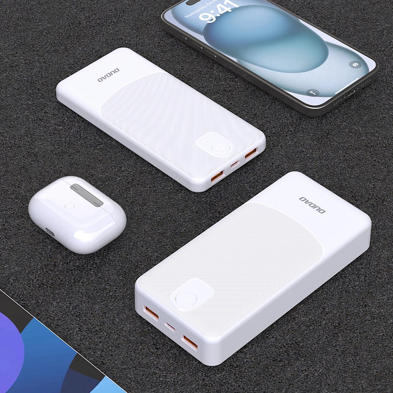 Powerbank Dudao K10, 10000mAh, 2x USB-A, USB-C, Bardhë