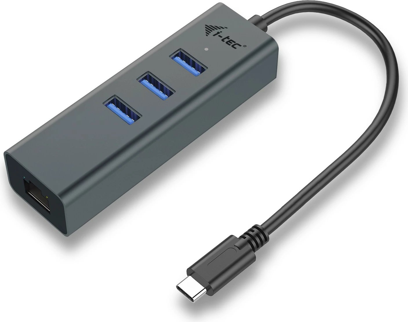 USB-C HUB I-Tec Metal 3 porta + Gigabit Ethernet, gri