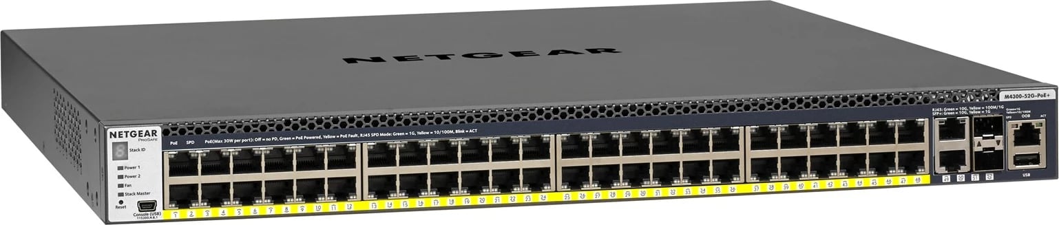 Switch NETGEAR M4300-52G-PoE+ 1000W, i menaxhuar, 48 porte Gigabit Ethernet, i zi