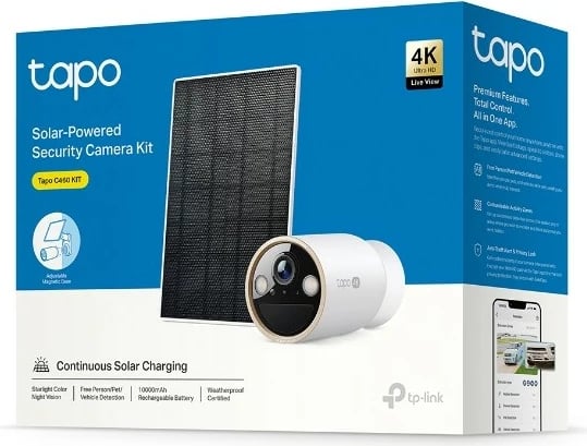 Kamerë sigurie TP-Link Tapo C460 KIT, 4K, Wi-Fi, IP66, me panel diellor, e bardhë