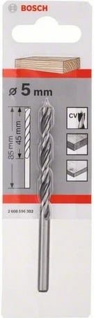 Bosch bit spiral 5 mm, 86 mm, për dru, ngjyrë e zezë