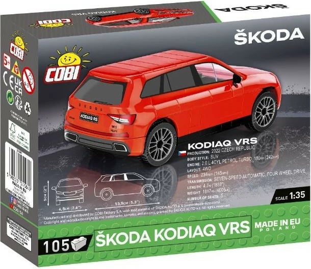 Set blloqe ndërtimi Cobi Klocki Skoda Kodiaq VRS, 105 pjesë, e kuqe