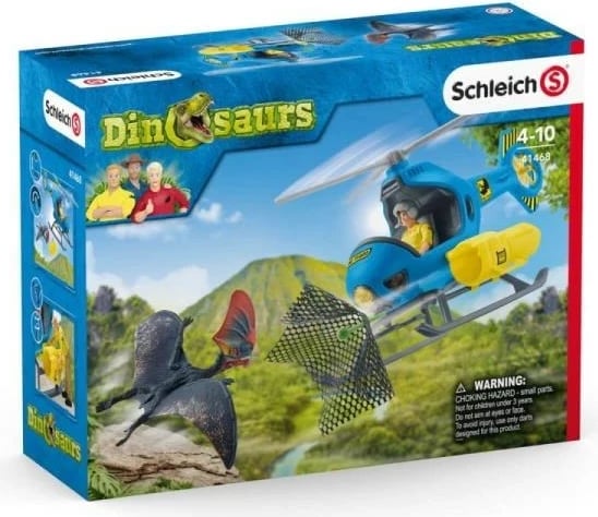 Set lodrash Schleich Dinosaurs Air Attack, për fëmijë, me helikopter dhe dinosaur, shumëngjyrësh
