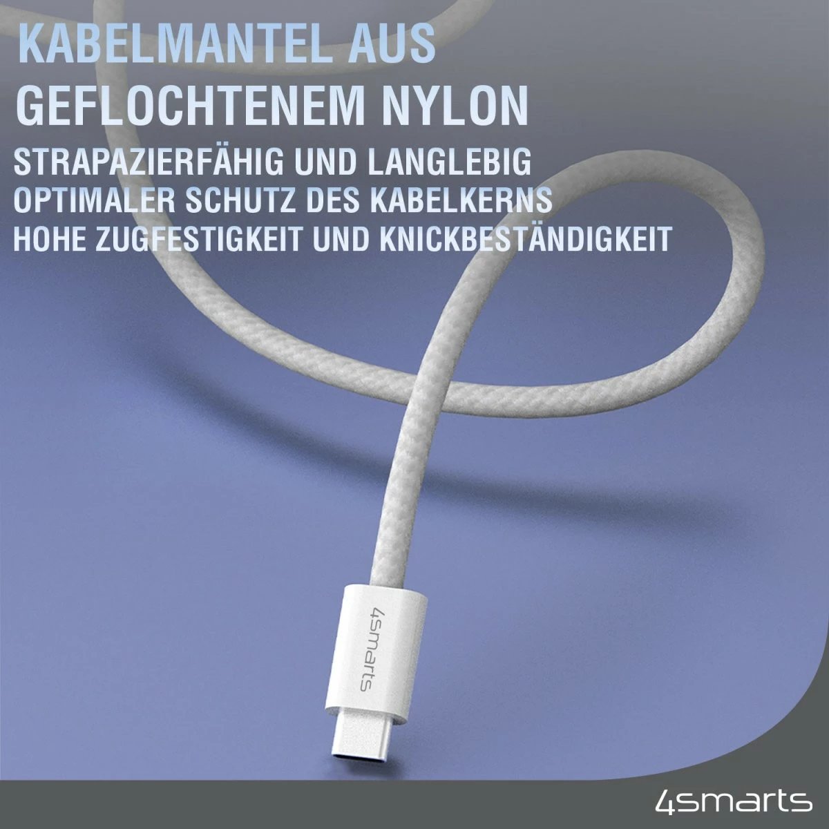 Kabëll USB C 4smarts 1.5m, 100W, magnetik, i bardhë