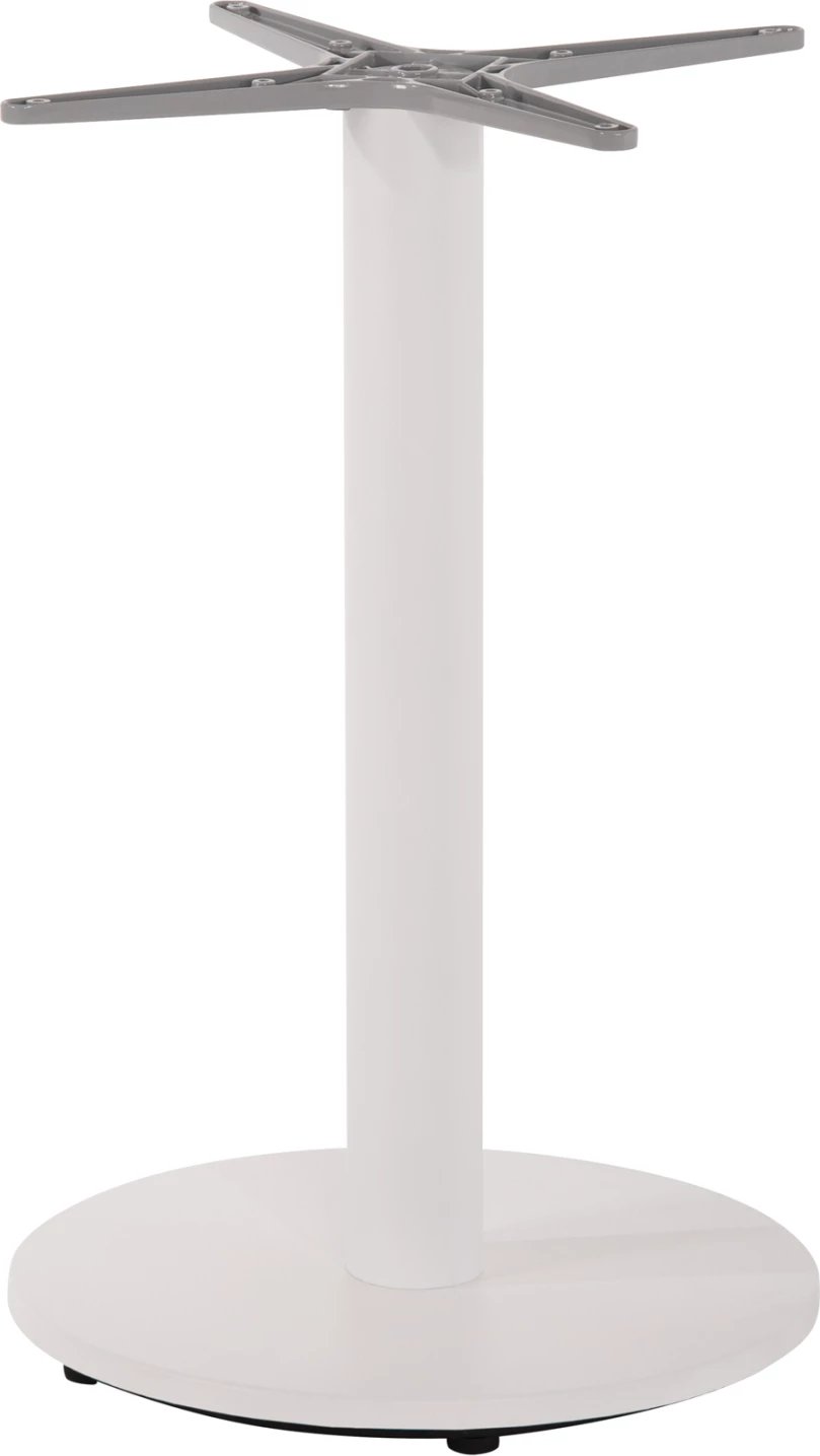 Baza e tavolinës alumini FH476.02 e rrumbullakët, ngjyrë e bardhë mat, 48x48cm, kryq Φ45Χ73Hcm