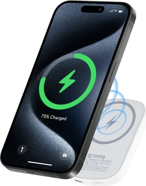 Power bank CRONG MagSpot Wireless 5000mAh me MagSafe, Bardhë