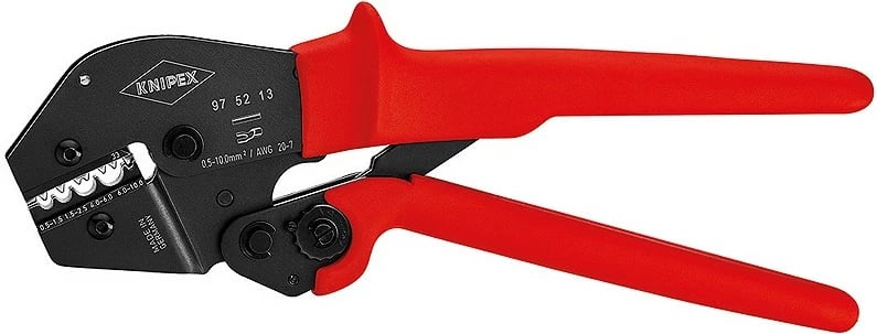 Presa krimpimi Knipex 97 52 13, 250mm, dorezë plastike, e kuqe