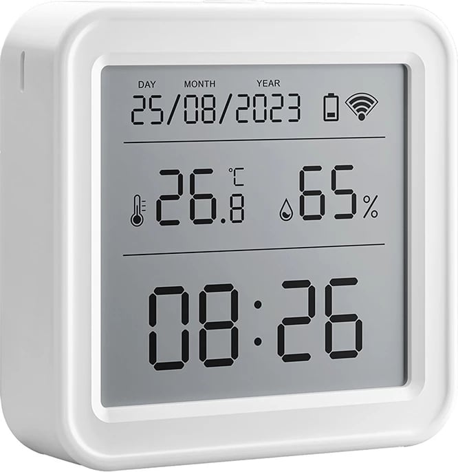Sensor temperature dhe lagështie smart Gosund ST17 me ekran LCD, Zigbee, i bardhë