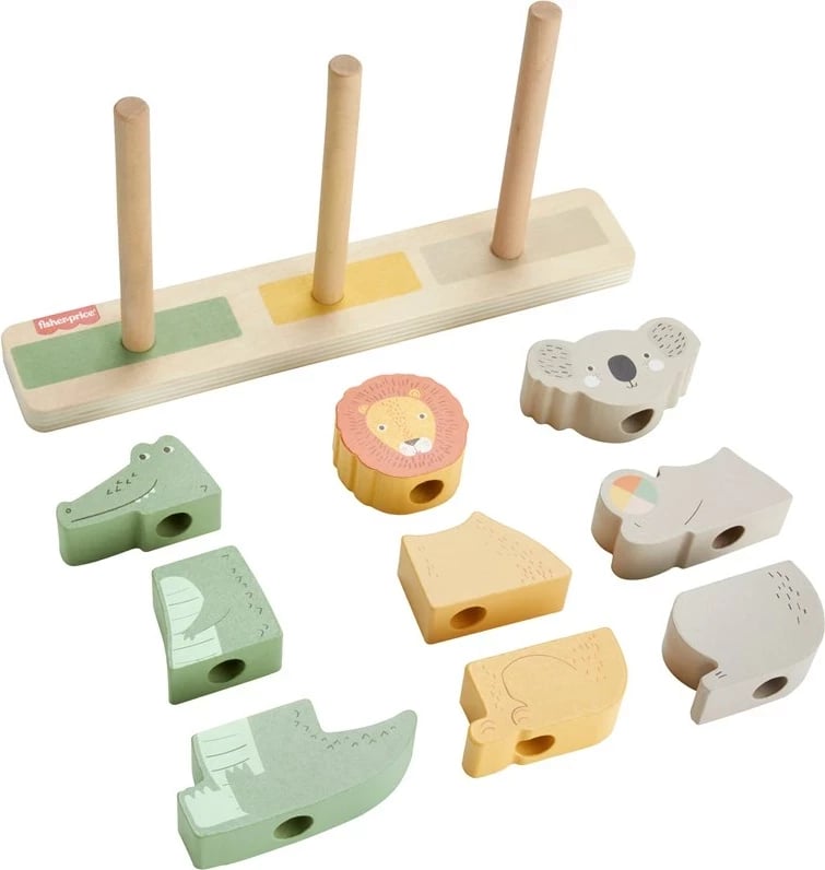 Set lodrash druri Fisher-Price Stack & Sort Animals, 10 pjesë, për fëmijë, shumëngjyrëshe