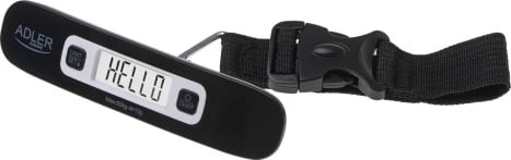 Peshore bagazhi Adler AD 8190, 50kg, saktësi 10g, LCD me ndriçim të bardhë, njësi g/kg/oz/lb, rrip polipropileni, CR2032, e zezë