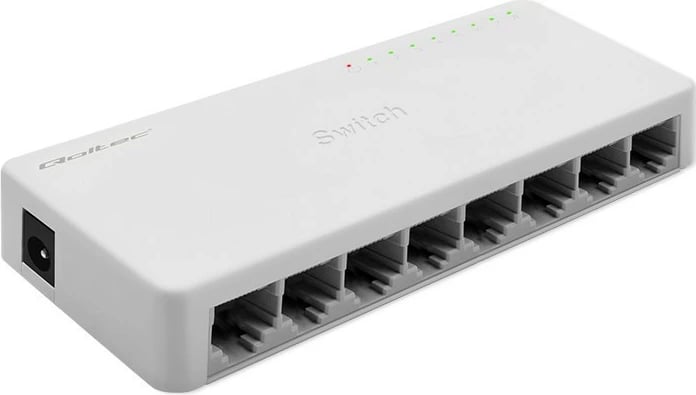 Switch rrjeti Qoltec 52248, 8 porta RJ45, 1000Mbps, i bardhë
