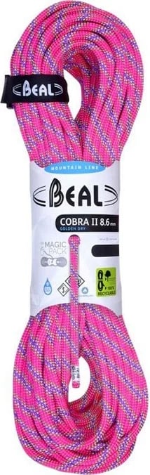 Litar ngjitjeje BEAL Cobra II 8.6mm, 70 metra, Golden Dry-Fuchsia