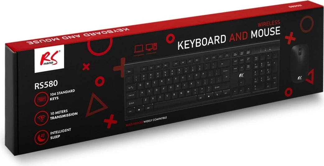 Set tastierë dhe maus Maclean NanoRS RS580, wireless, e zezë