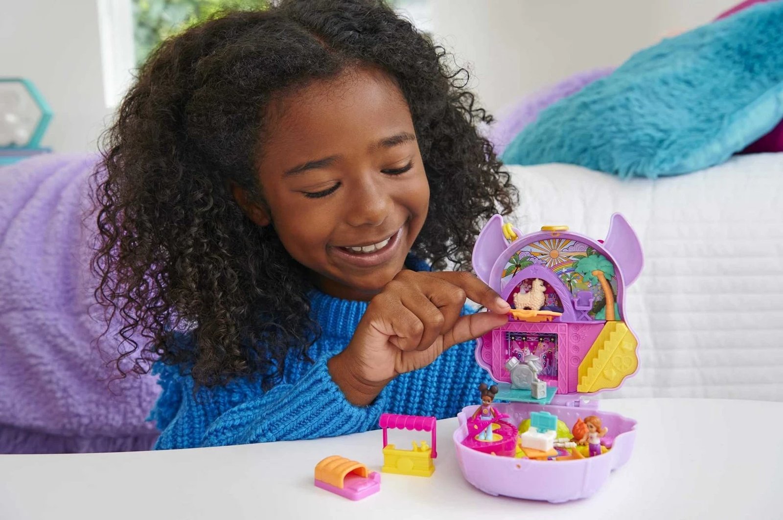 Set lodrash Polly Pocket CAMP ADVENTURE Llama Compact, Mattel, HKV33, shumëngjyrëshe