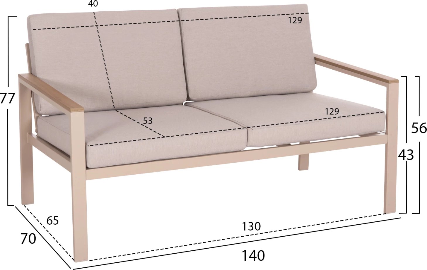 Set lounge për jashtë, 4 pjesë, SAFIN FH6278.04, alumin, ngjyrë kapuçino, polywood, stof OLEFIN, bezhë