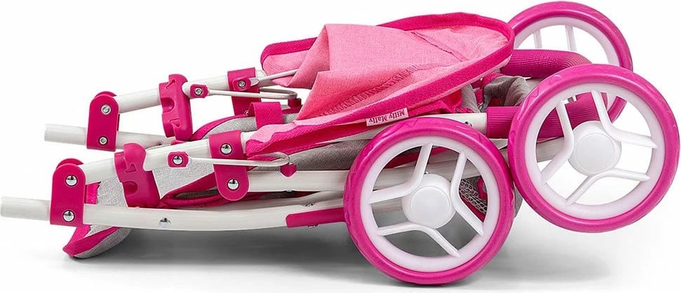 Karrocë për kukulla, Milly Mally, Natalie Prestige, për kukulla deri 50 cm, e palosshme me tendë, rozë