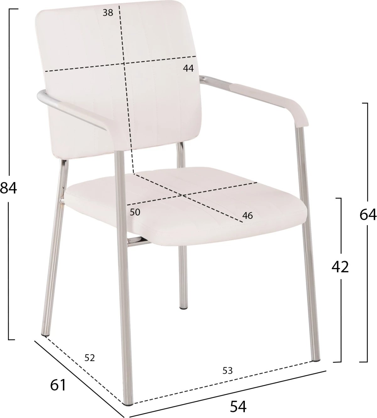 Karrige për konferenca me krahë, FH1070.02, e bardhë, 56,5x59x85 cm, set 4 copë